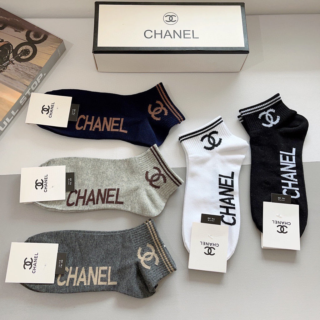 Chanel Comfort No-Show Socks – 5-Pair Set #001