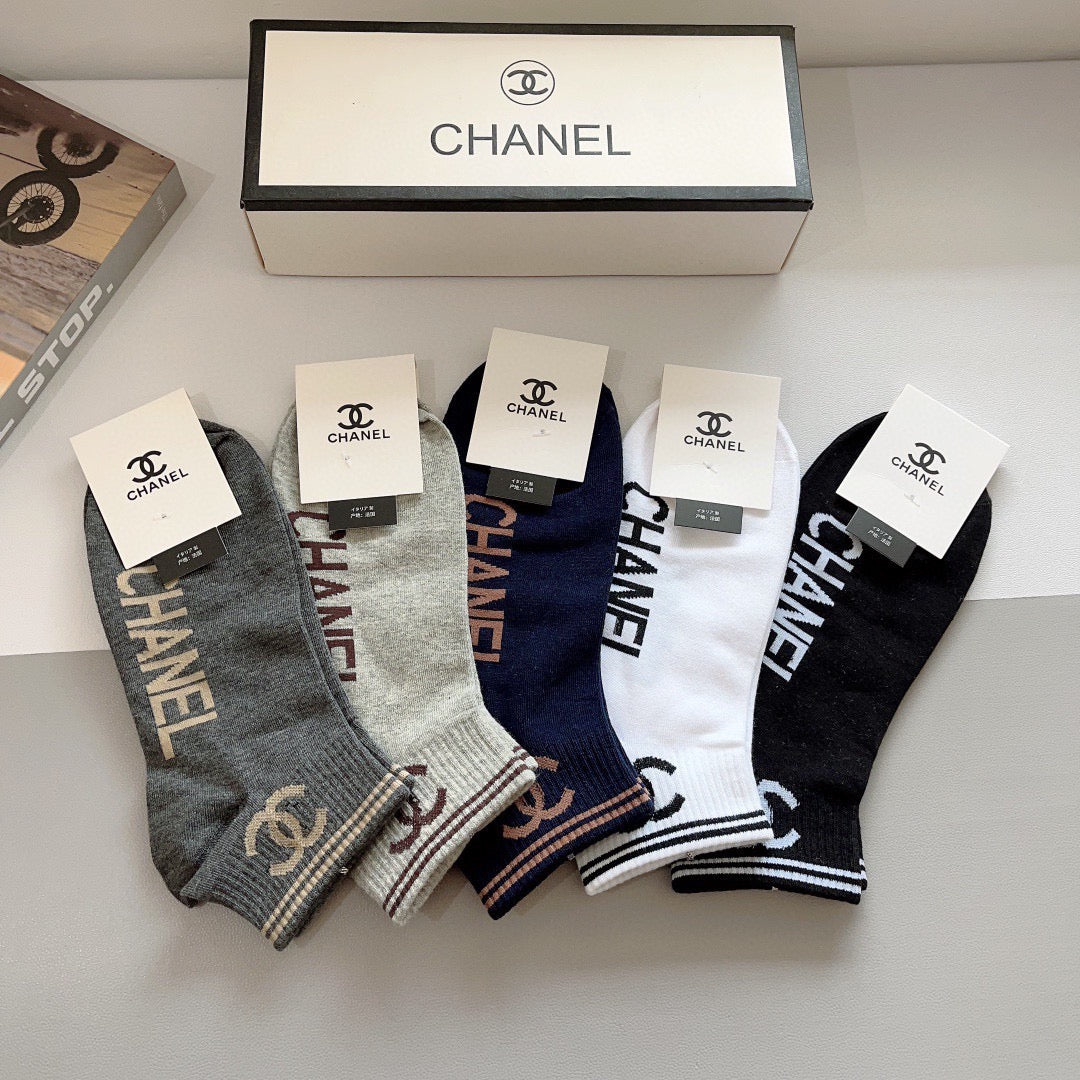 Chanel Comfort No-Show Socks – 5-Pair Set #001