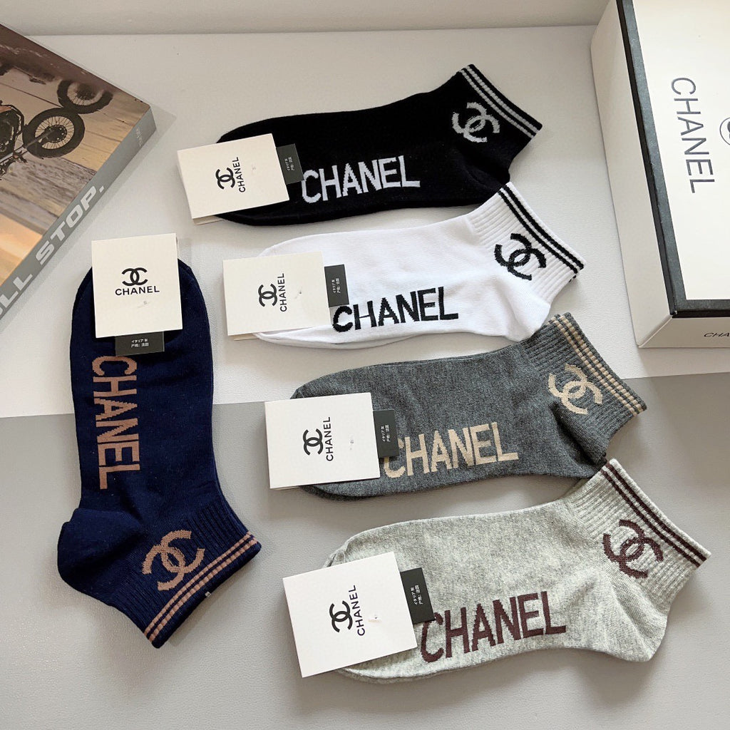 Chanel Comfort No-Show Socks – 5-Pair Set #001