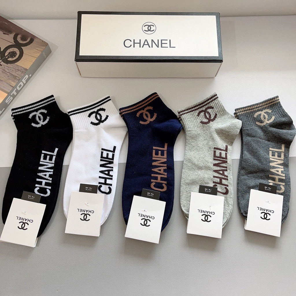 Chanel Comfort No-Show Socks – 5-Pair Set #001