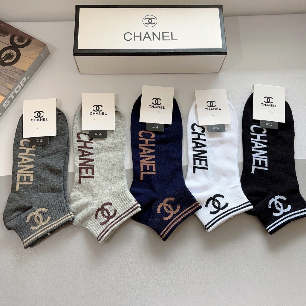Chanel Comfort No-Show Socks – 5-Pair Set #001