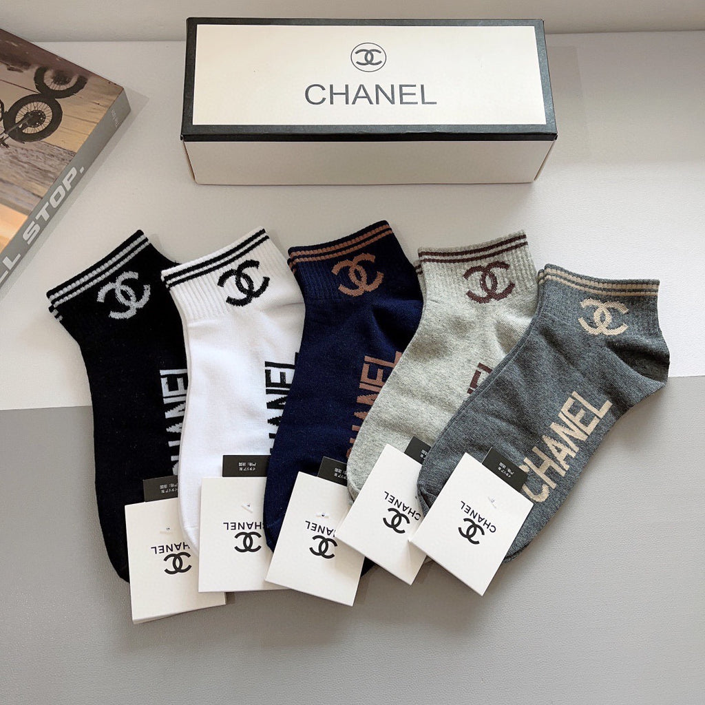 Chanel Comfort No-Show Socks – 5-Pair Set #001