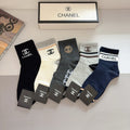 Chanel Cotton Crew Socks – 5-Pair Set #005