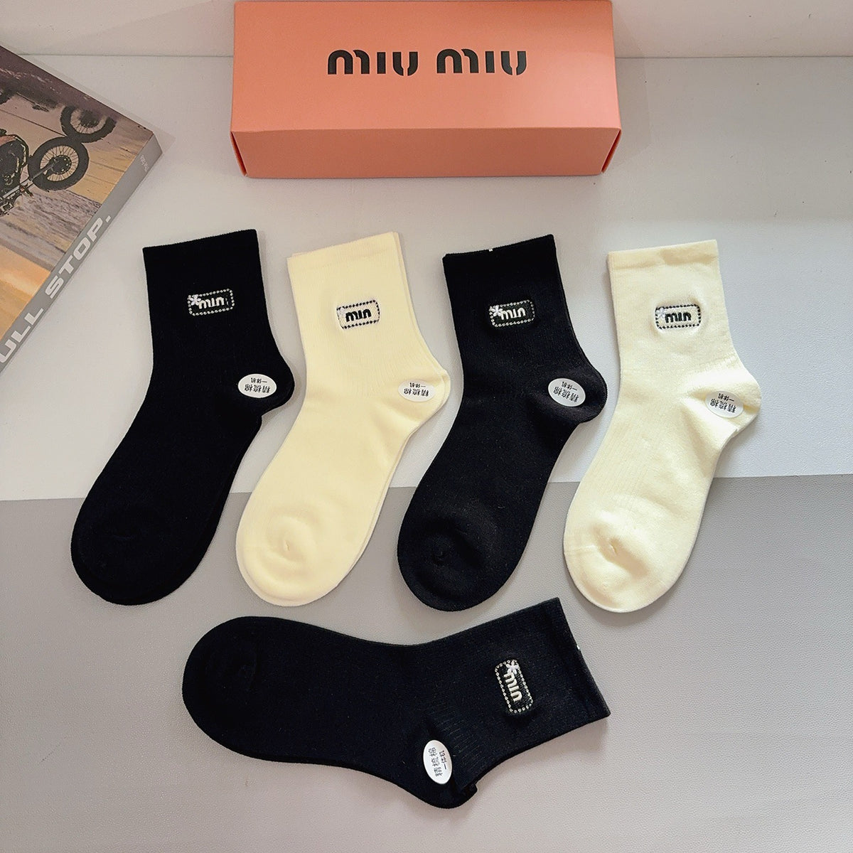 Miu Miu Comfort Crew Socks – 5-Pair Set #005