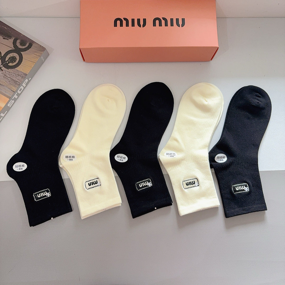 Miu Miu Comfort Crew Socks – 5-Pair Set #005