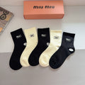 Miu Miu Comfort Crew Socks – 5-Pair Set #005
