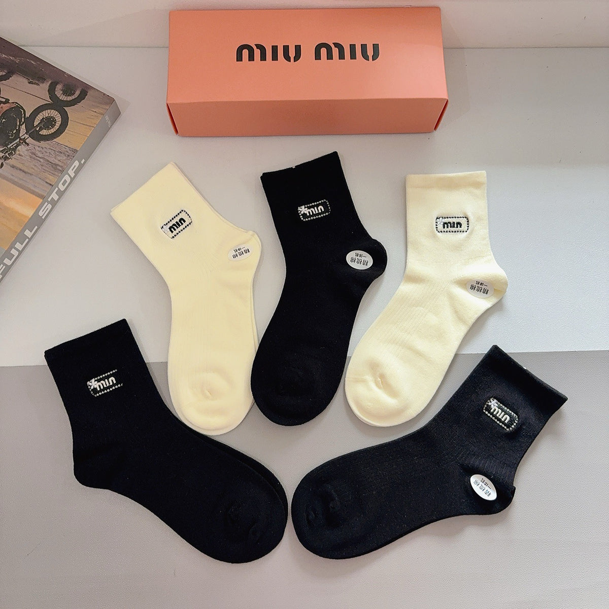 Miu Miu Comfort Crew Socks – 5-Pair Set #005