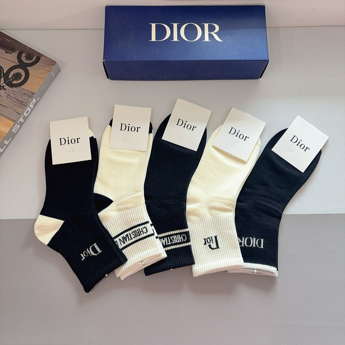 Dior Comfort Crew Socks – 5-Pair Set #004