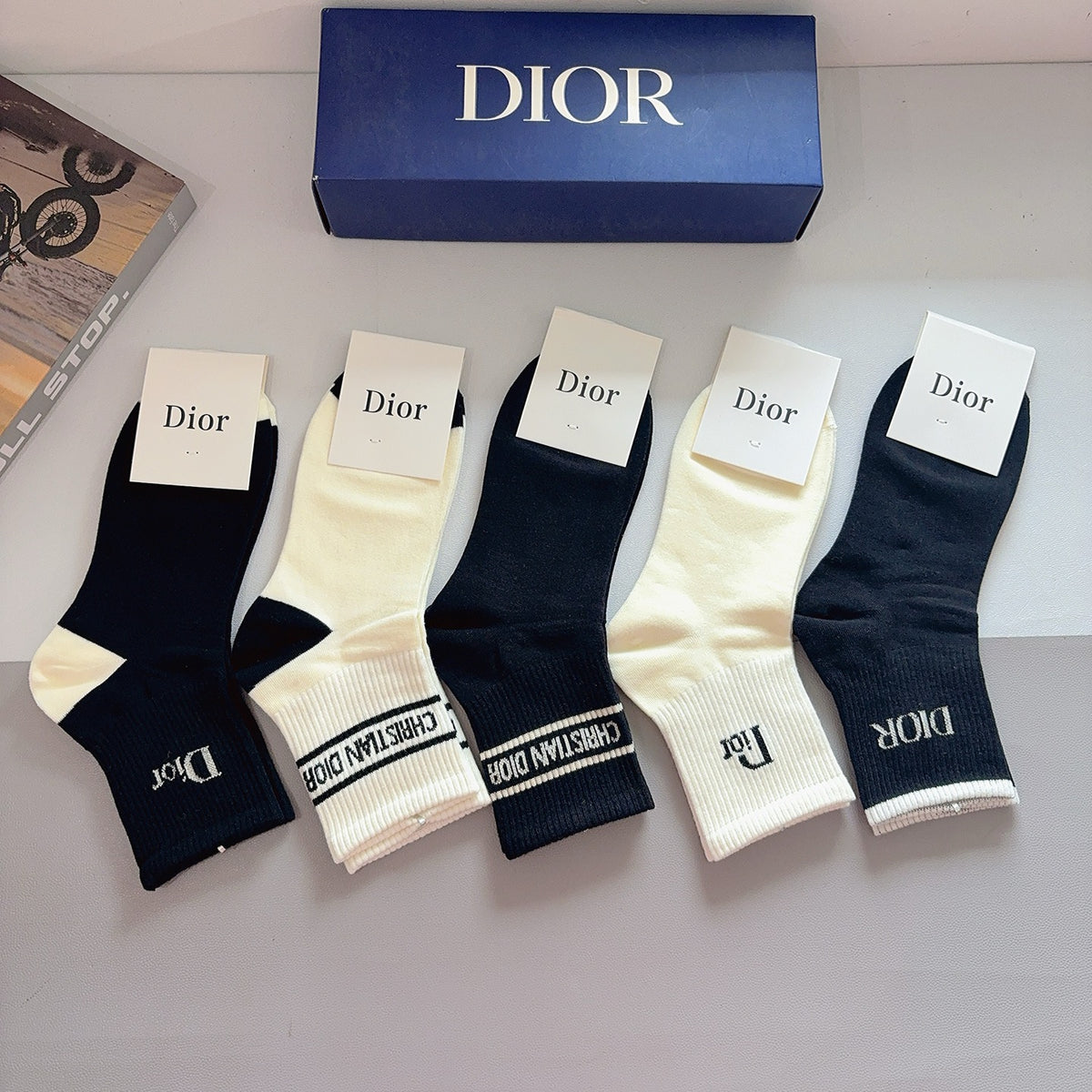 Dior Comfort Crew Socks – 5-Pair Set #004