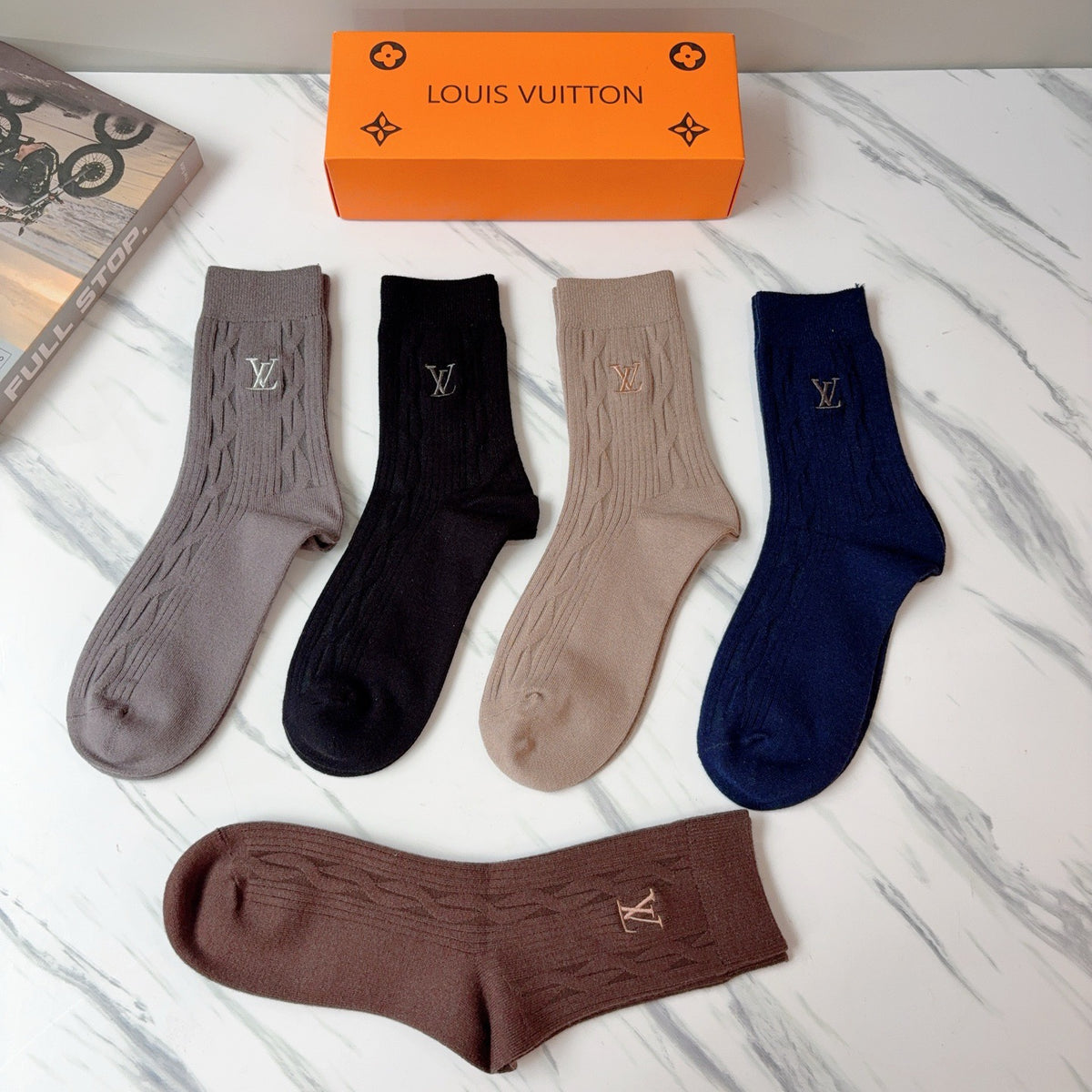 Louis Vuitton Cashmere Blend Knee-High Socks – 5-Pair Set #001