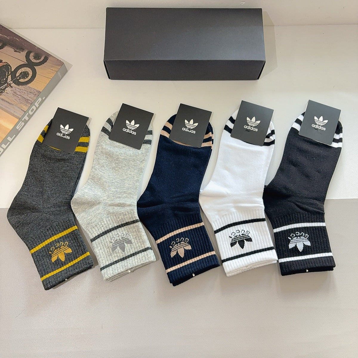 Adidas Cotton Crew Socks – 5-Pair Set #002