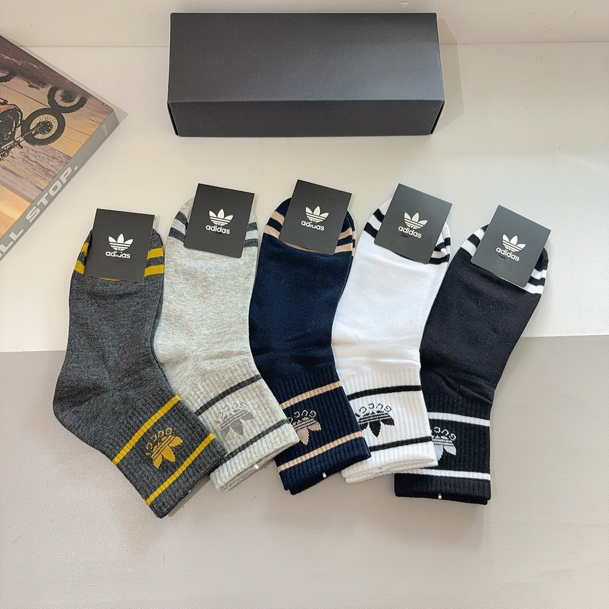 Adidas Cotton Crew Socks – 5-Pair Set #002