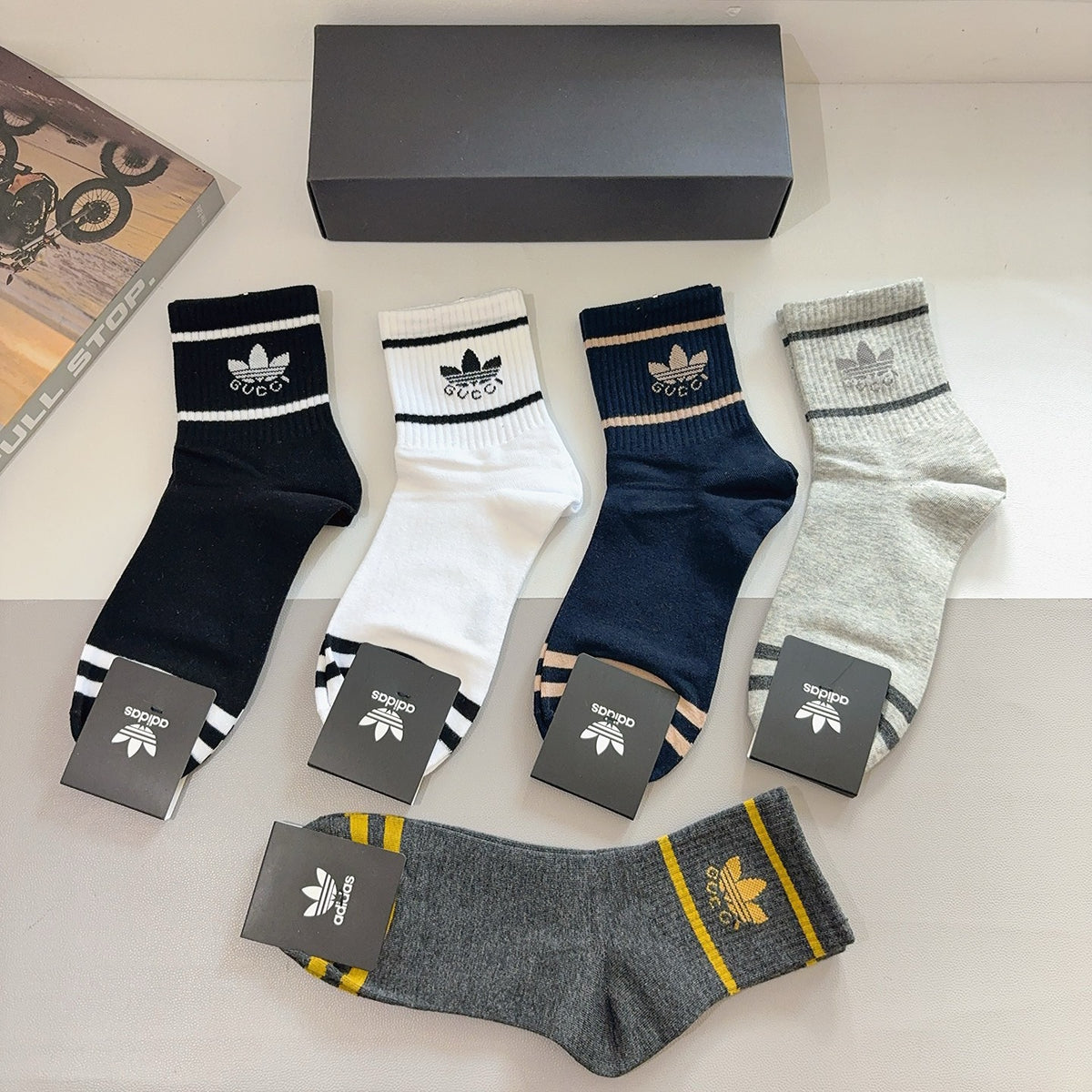 Adidas Cotton Crew Socks – 5-Pair Set #002