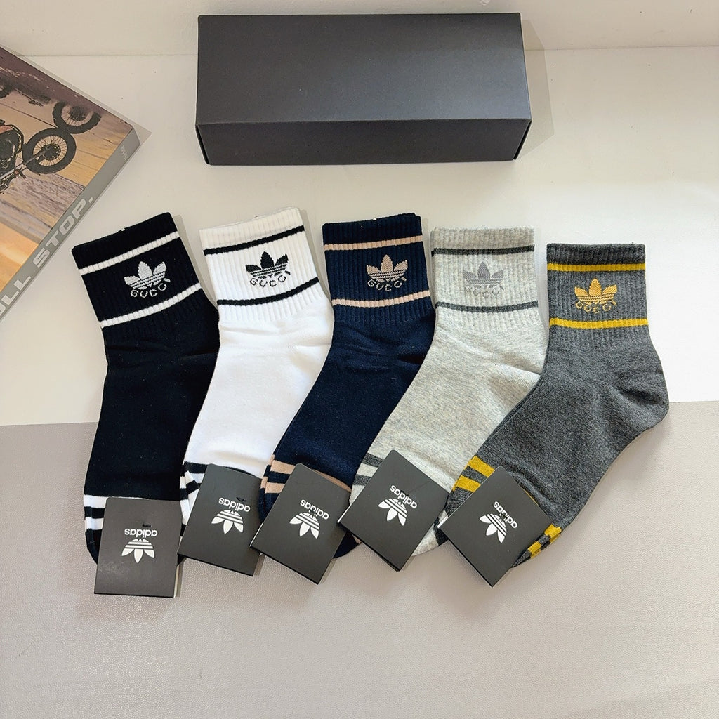 Adidas Cotton Crew Socks – 5-Pair Set #002