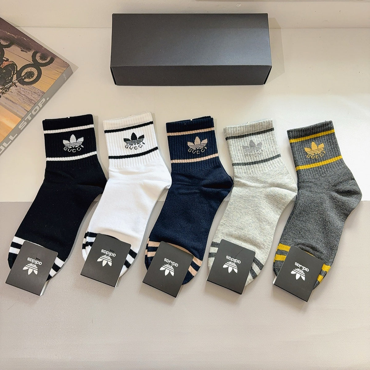 Adidas Cotton Crew Socks – 5-Pair Set #002