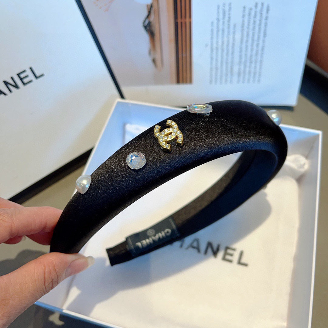 CHANEL Crystal Satin Vintage Headband