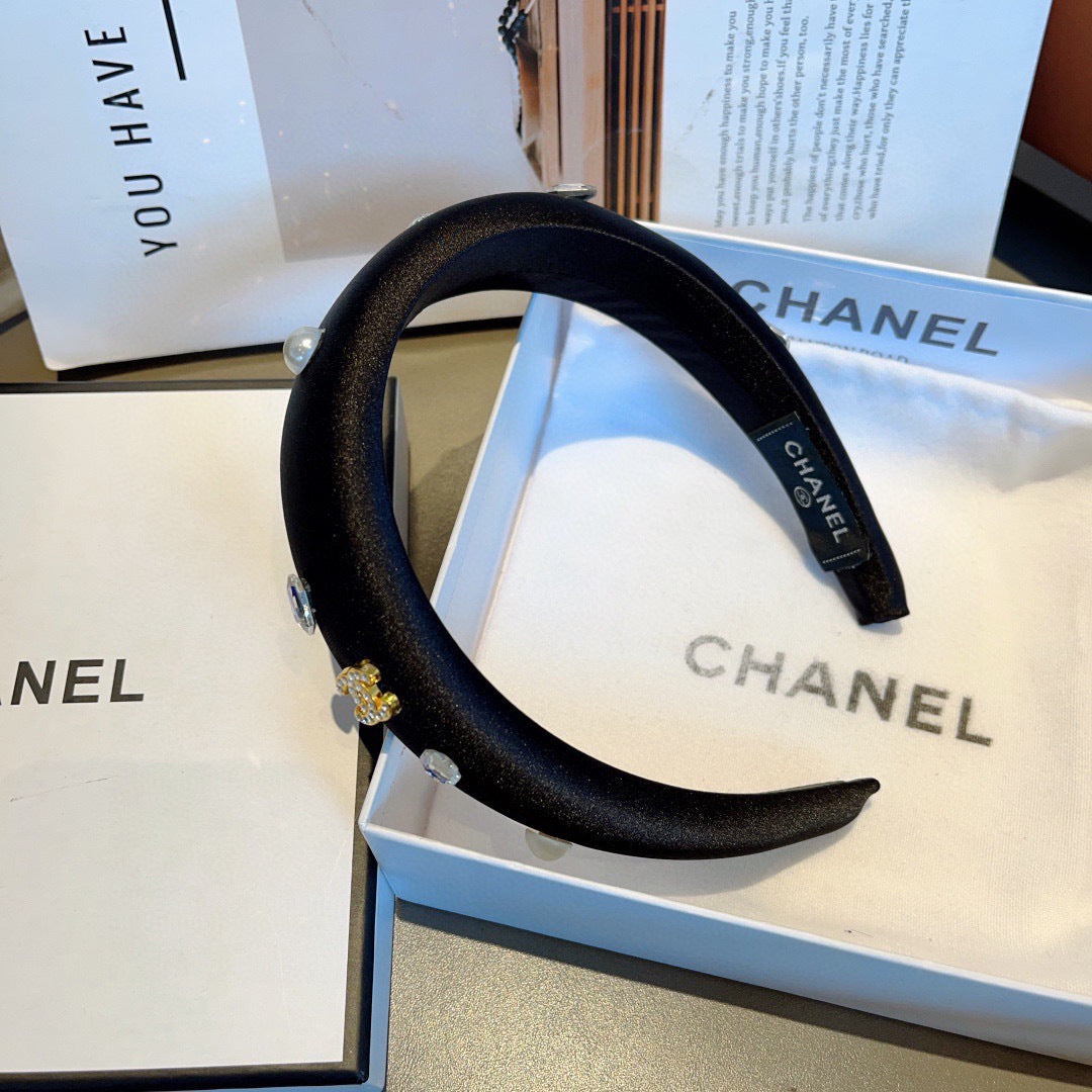 CHANEL Crystal Satin Vintage Headband