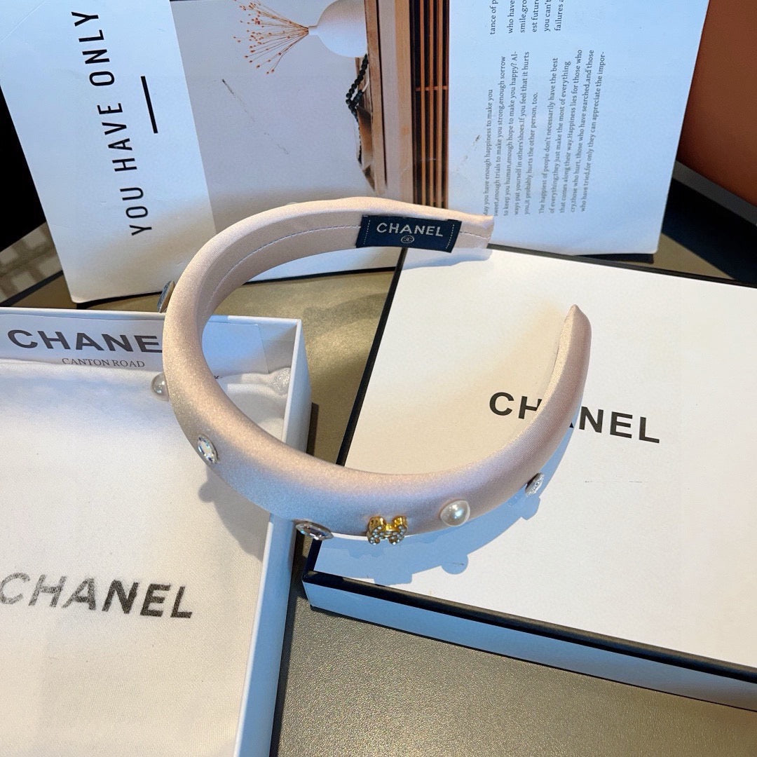 CHANEL Crystal Satin Vintage Headband