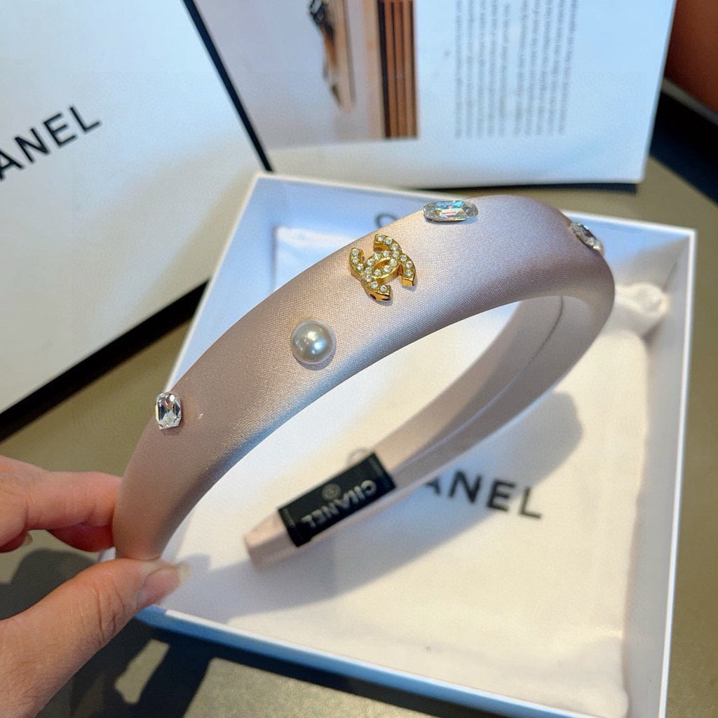 CHANEL Crystal Satin Vintage Headband