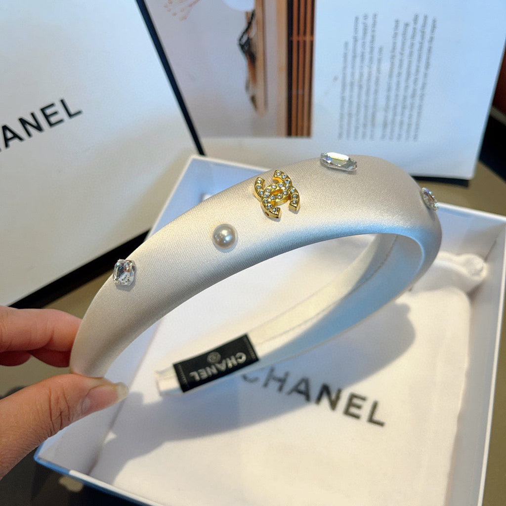 CHANEL Crystal Satin Vintage Headband