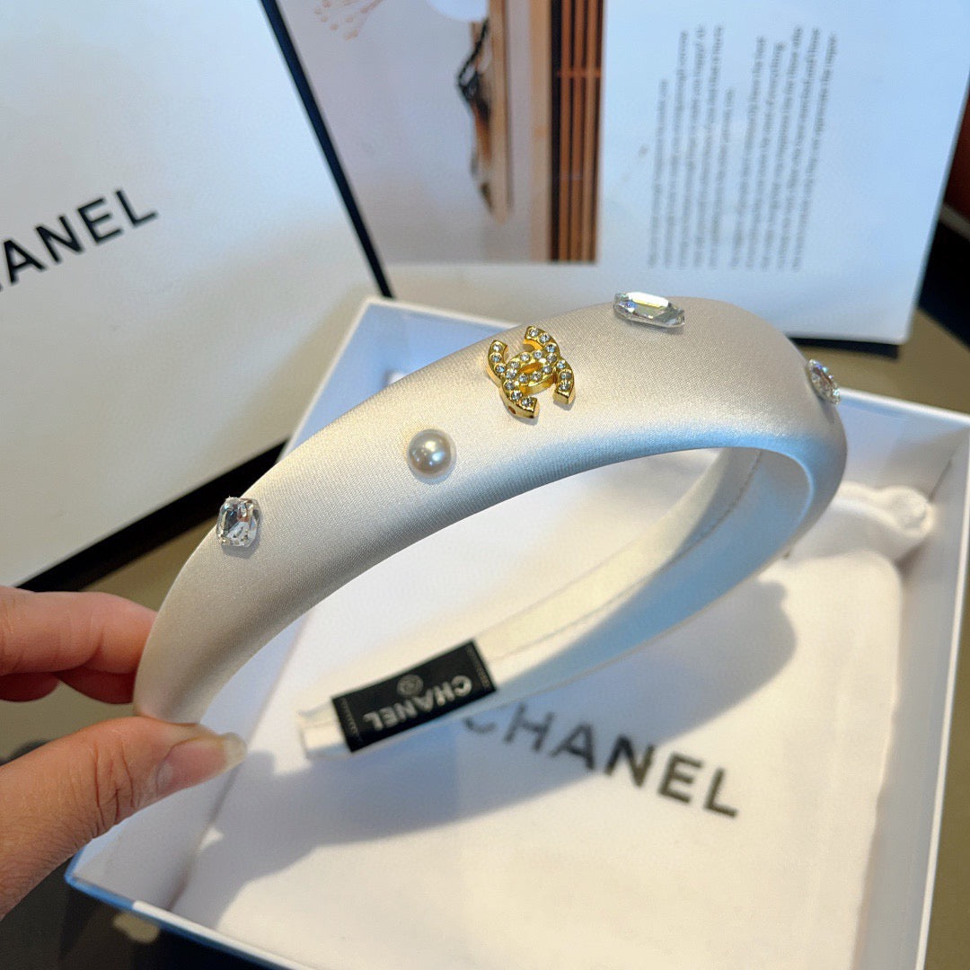 CHANEL Crystal Satin Vintage Headband