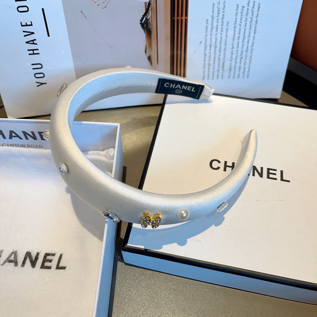CHANEL Crystal Satin Vintage Headband