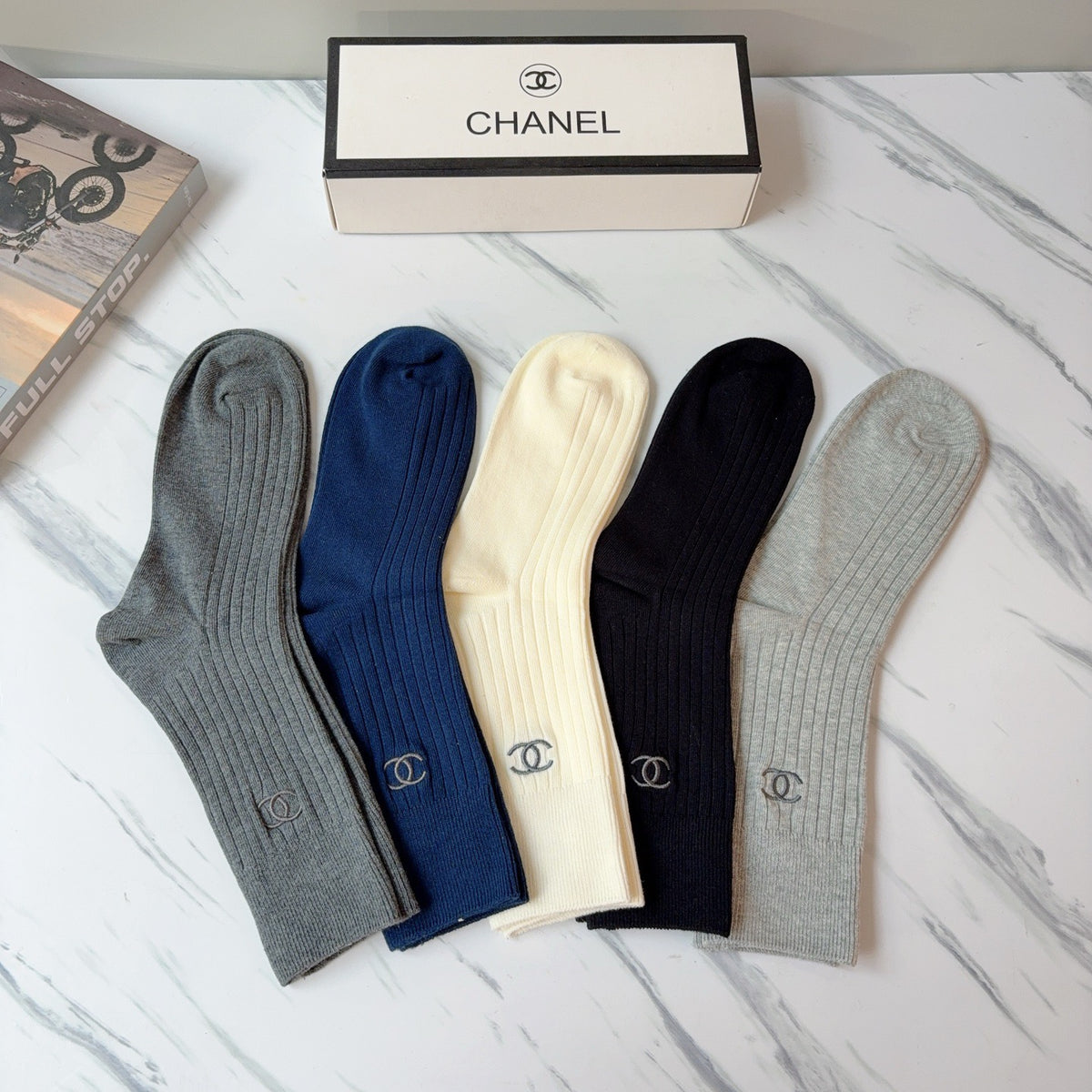 Chanel Cashmere Blend Knee-High Socks – 5-Pair Set #001