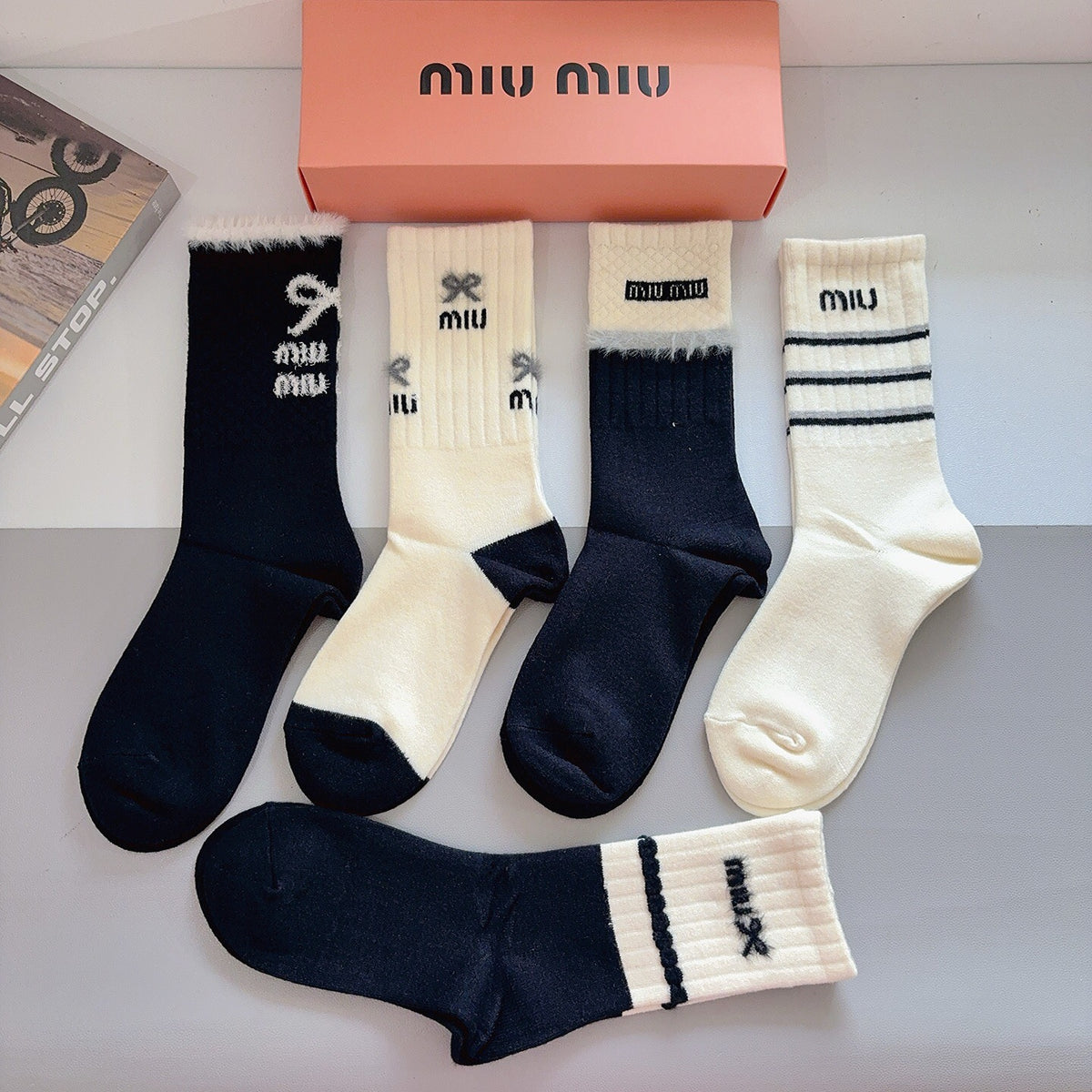 Miu Miu Comfort Knee-High Socks – 5-Pair Set #001