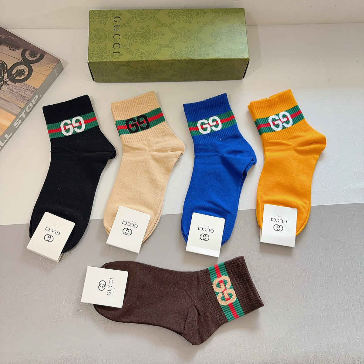 Gucci Cotton Ankle Socks – 5-Pair Set #004