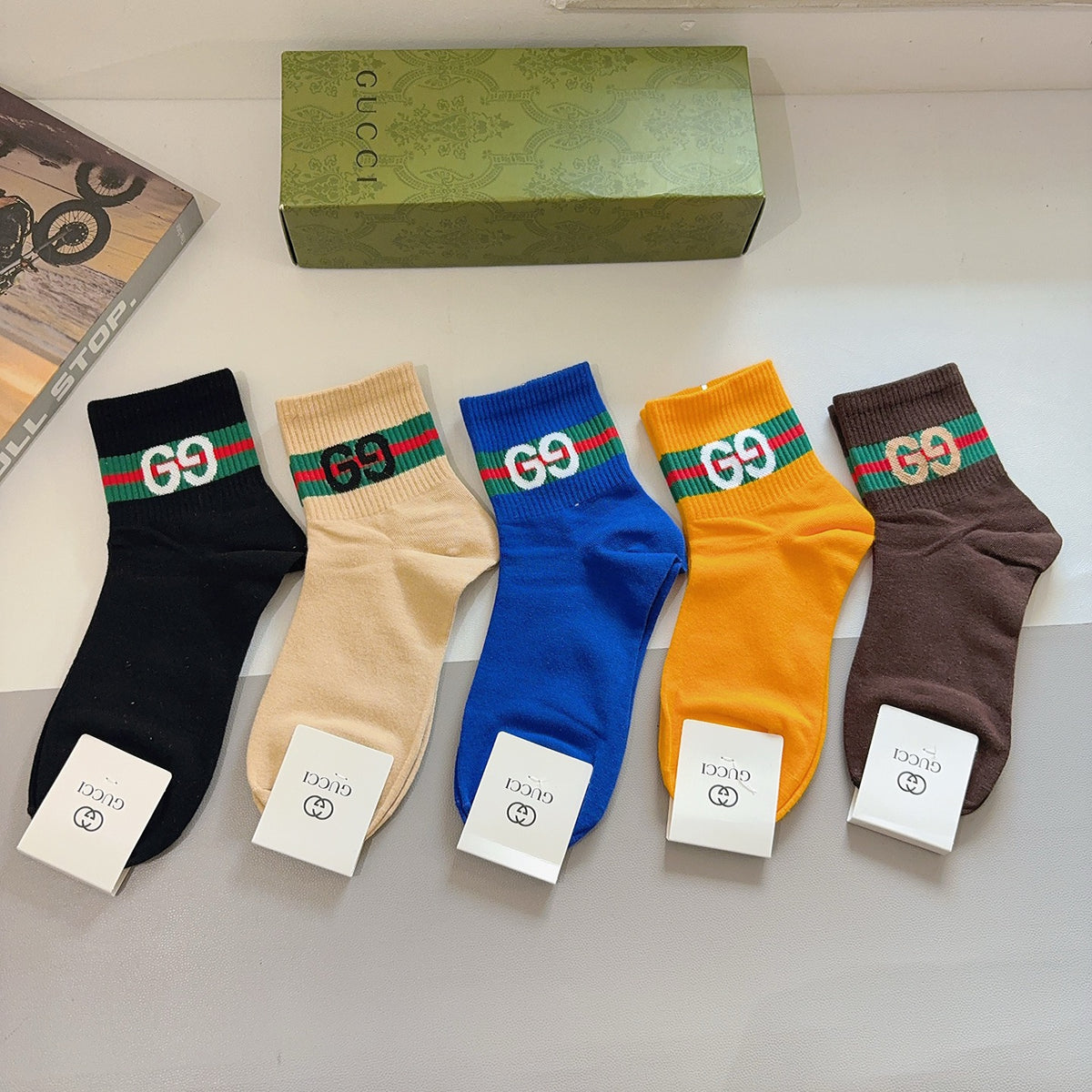 Gucci Cotton Ankle Socks – 5-Pair Set #004