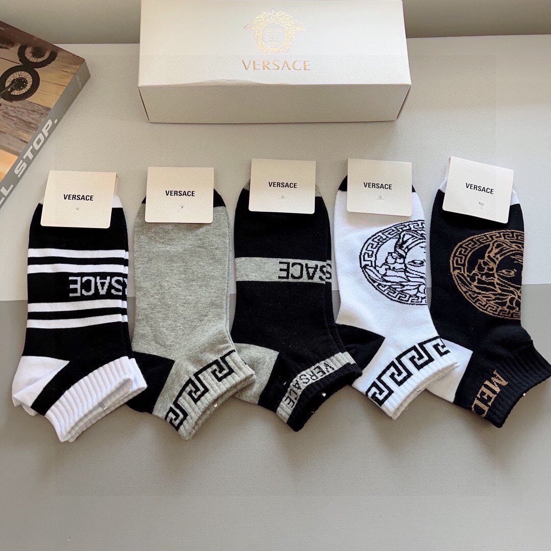 Versace Comfort Knee-High Socks – 5-Pair Set #001