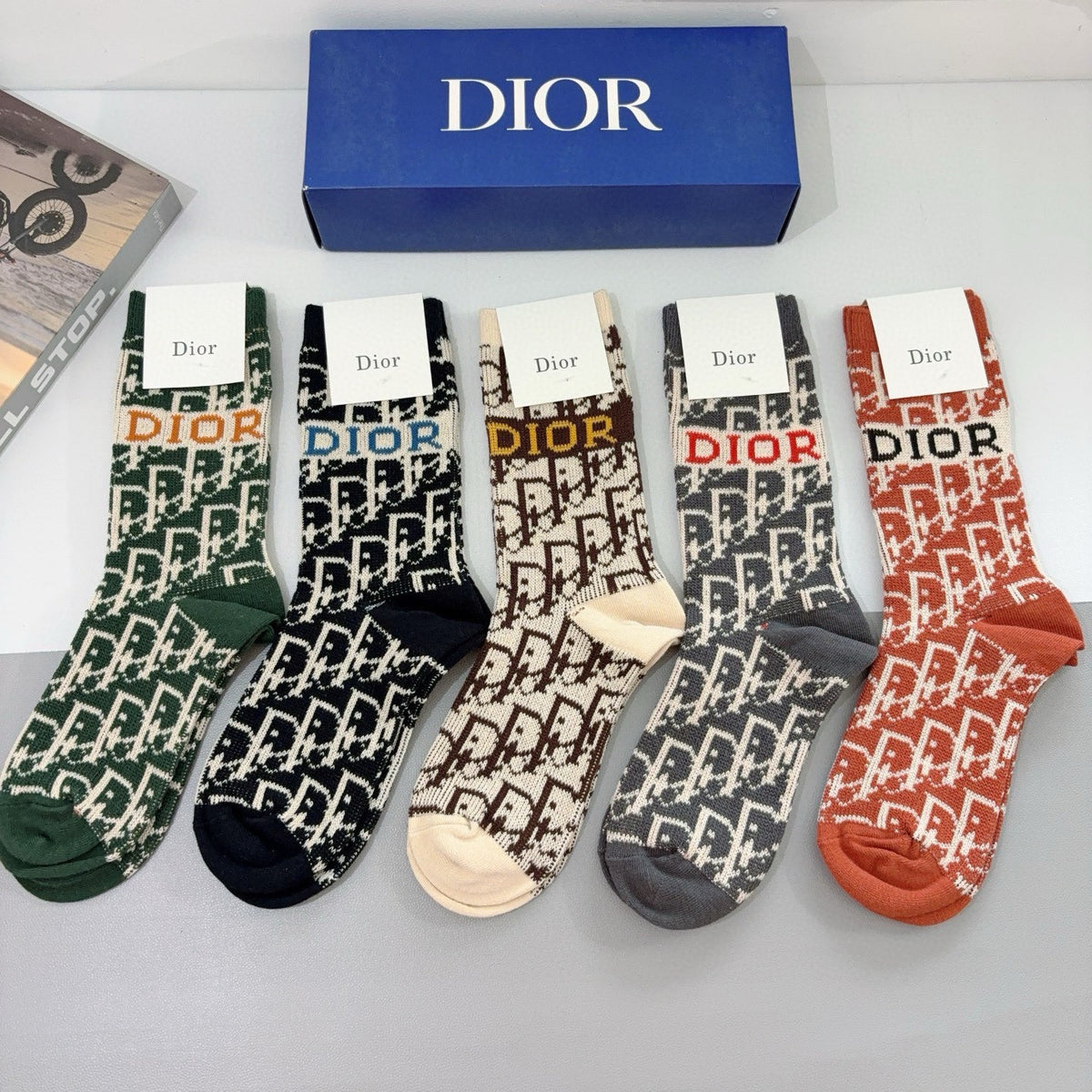 Dior Comfort Knee-High Socks – 5-Pair Set #003