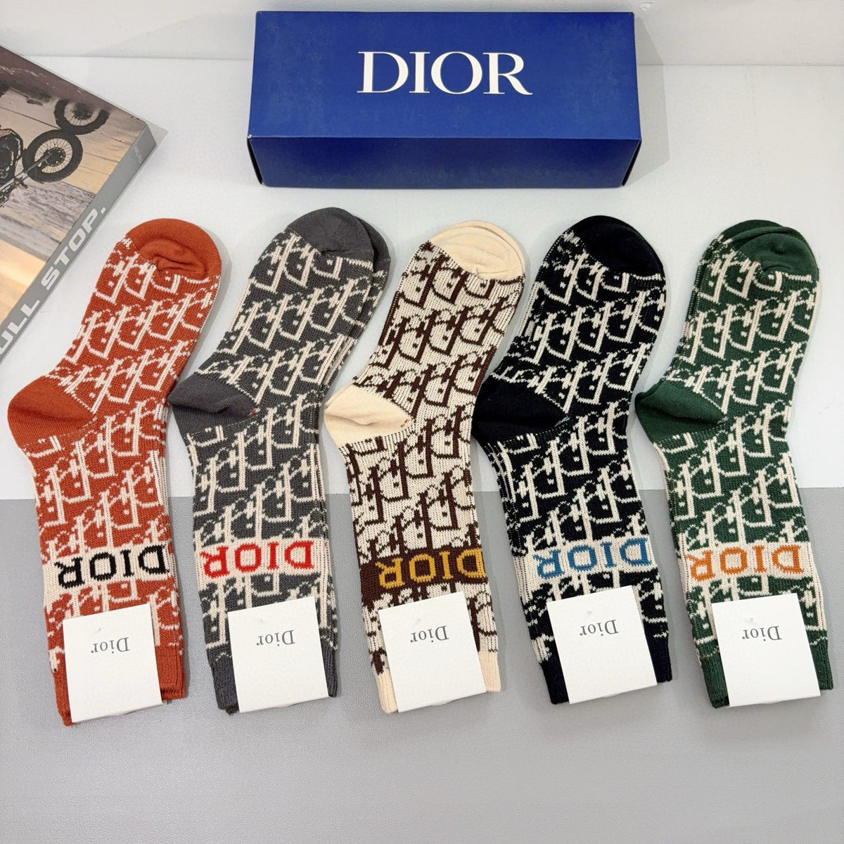 Dior Comfort Knee-High Socks – 5-Pair Set #003
