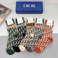 Dior Comfort Knee-High Socks – 5-Pair Set #003