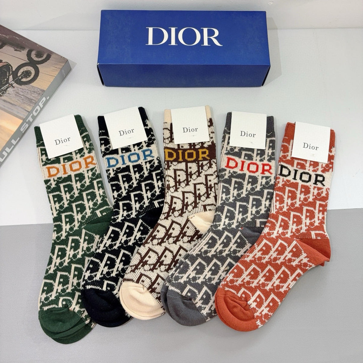 Dior Comfort Knee-High Socks – 5-Pair Set #003