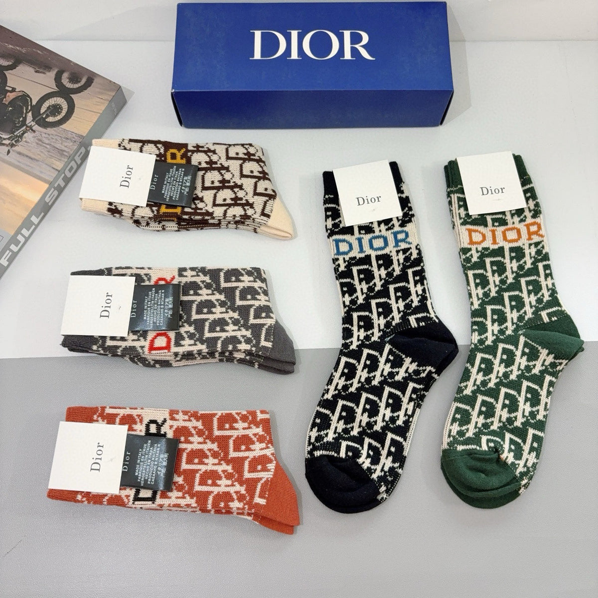 Dior Comfort Knee-High Socks – 5-Pair Set #003