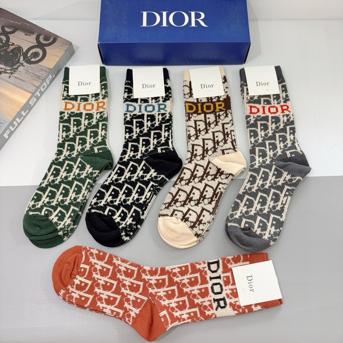 Dior Comfort Knee-High Socks – 5-Pair Set #003