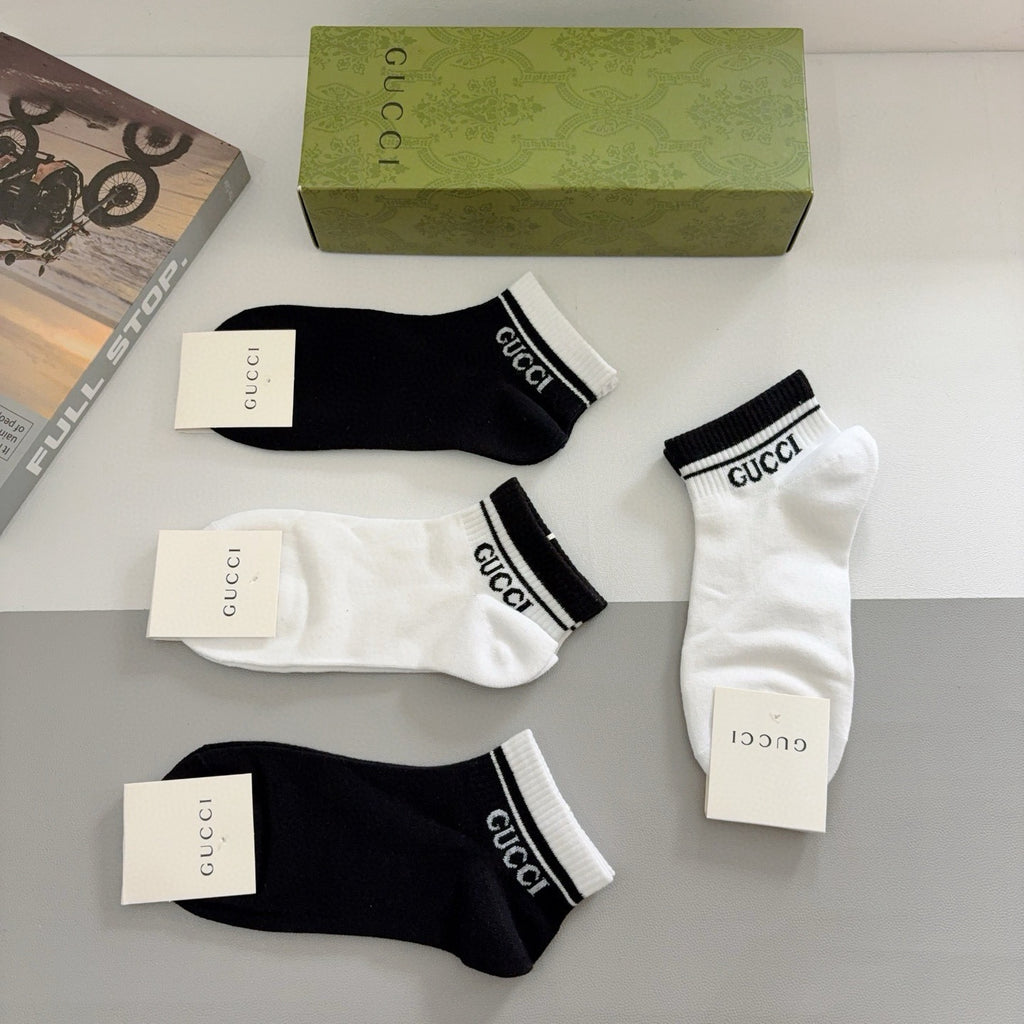 Gucci Cotton No-Show Socks – 4-Pair Set #001
