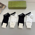 Gucci Cotton No-Show Socks – 4-Pair Set #001