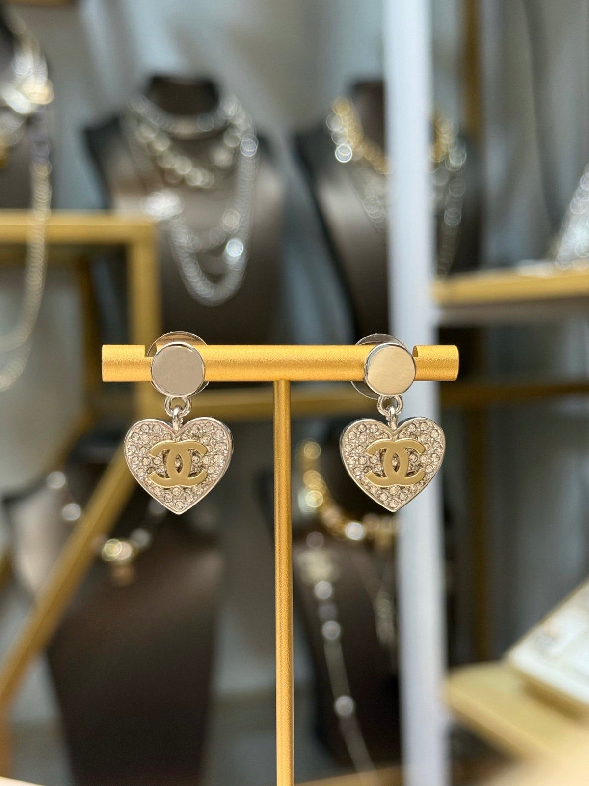 CHANEL Crystal Double-C Vintage Earrings