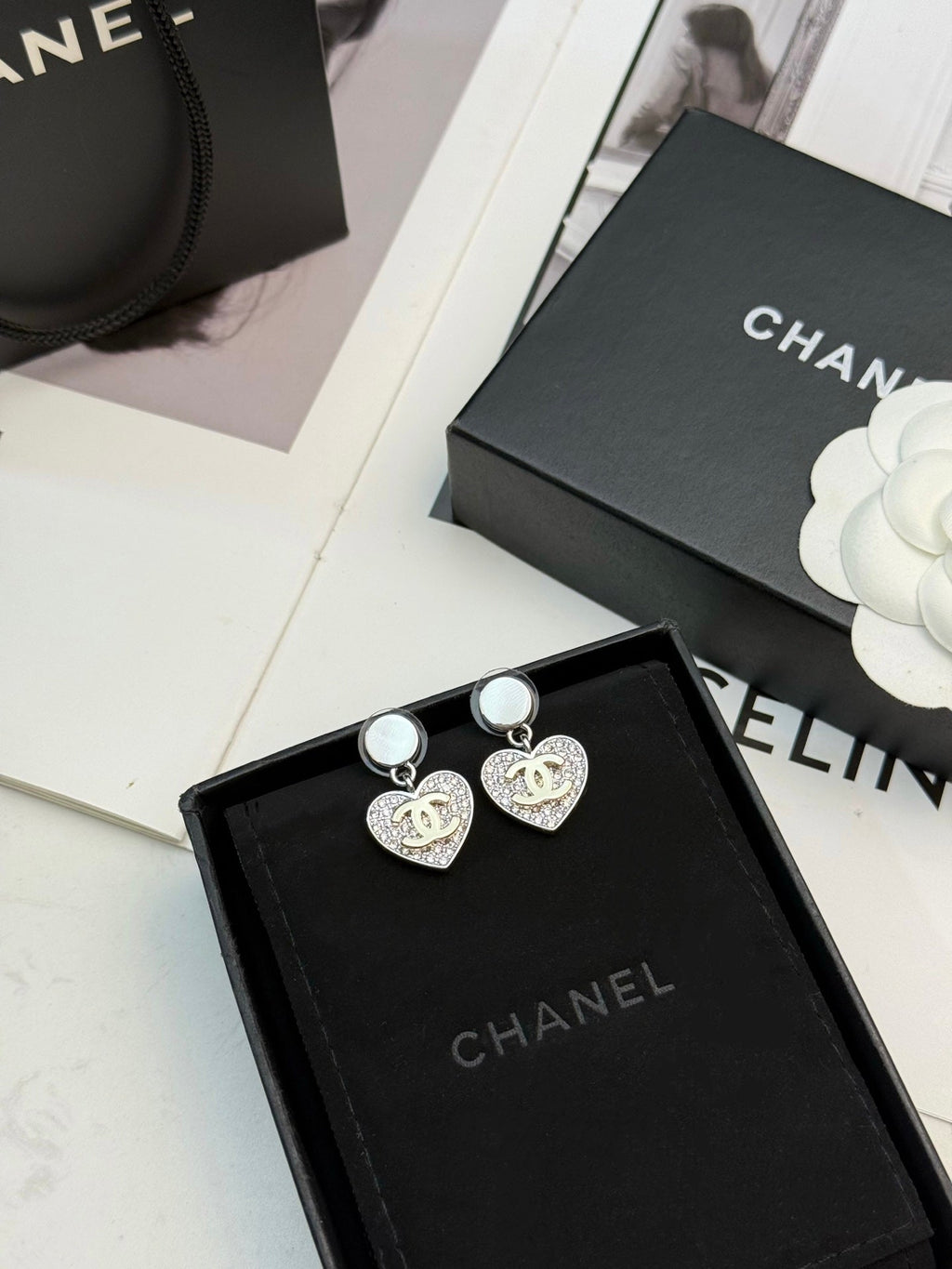 CHANEL Crystal Double-C Vintage Earrings