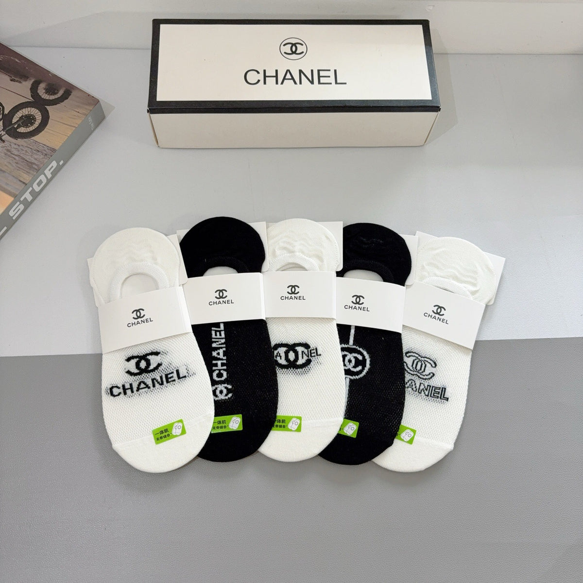 Chanel Bamboo Cotton Crew Socks – 5-Pair Set #002