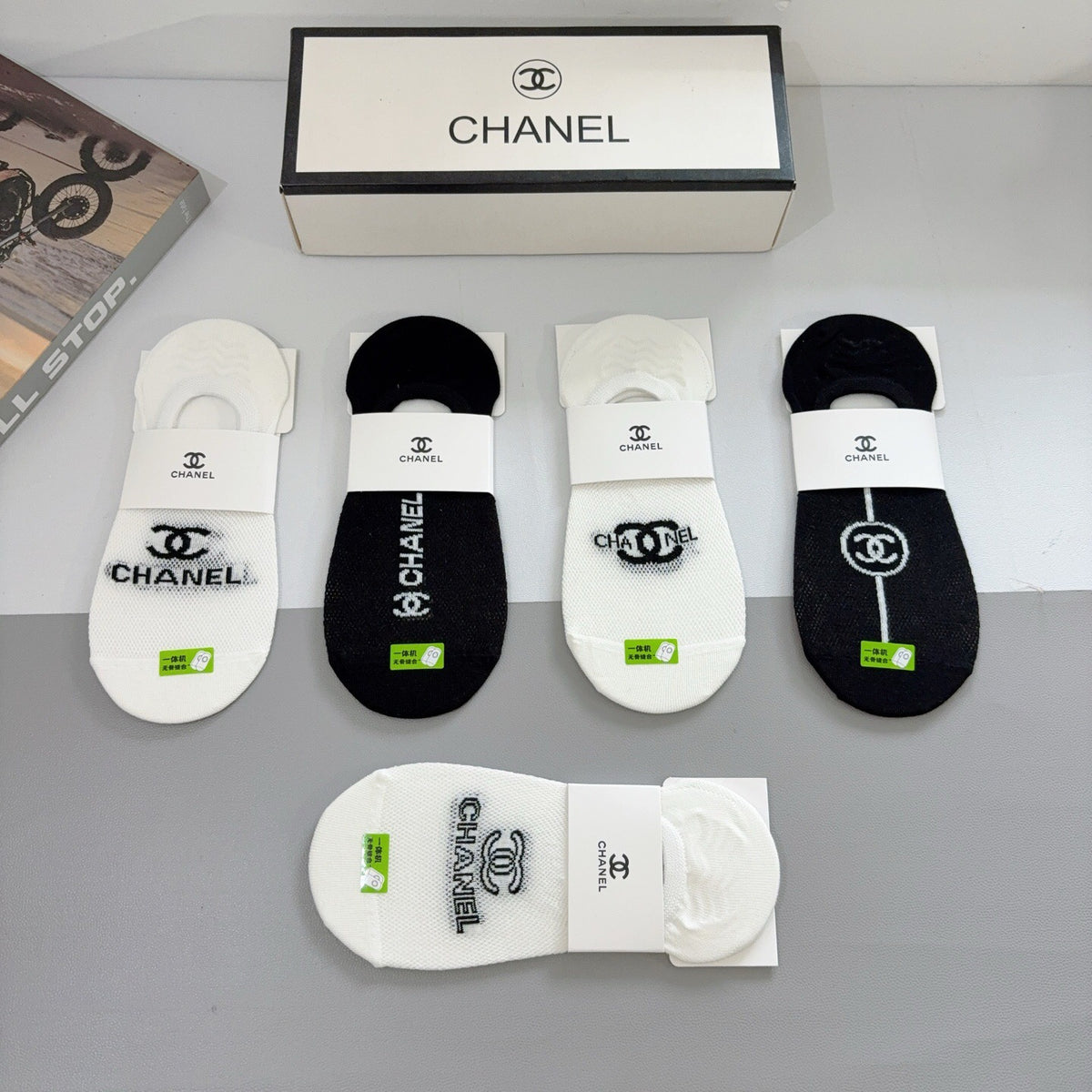 Chanel Bamboo Cotton Crew Socks – 5-Pair Set #002