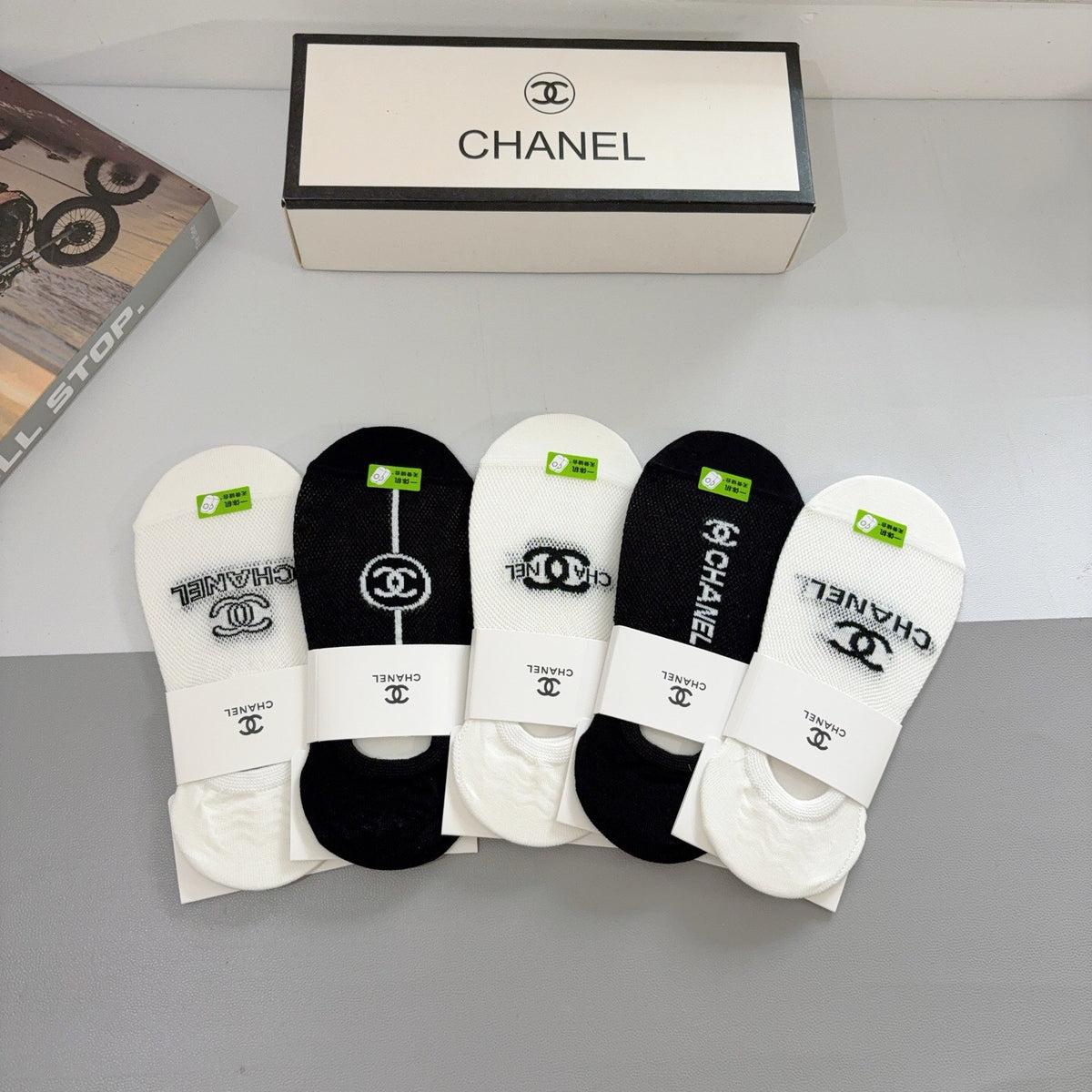 Chanel Bamboo Cotton Crew Socks – 5-Pair Set #002