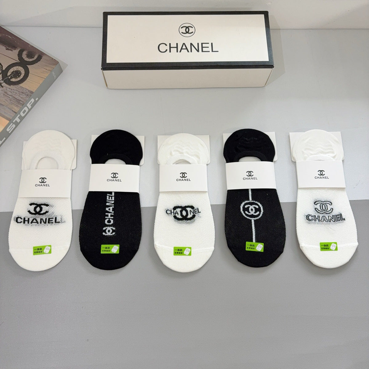 Chanel Bamboo Cotton Crew Socks – 5-Pair Set #002