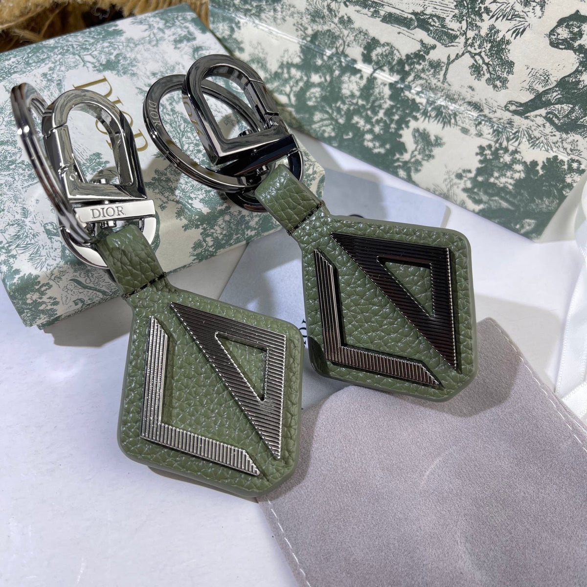DIOR Leather Metal Keychain