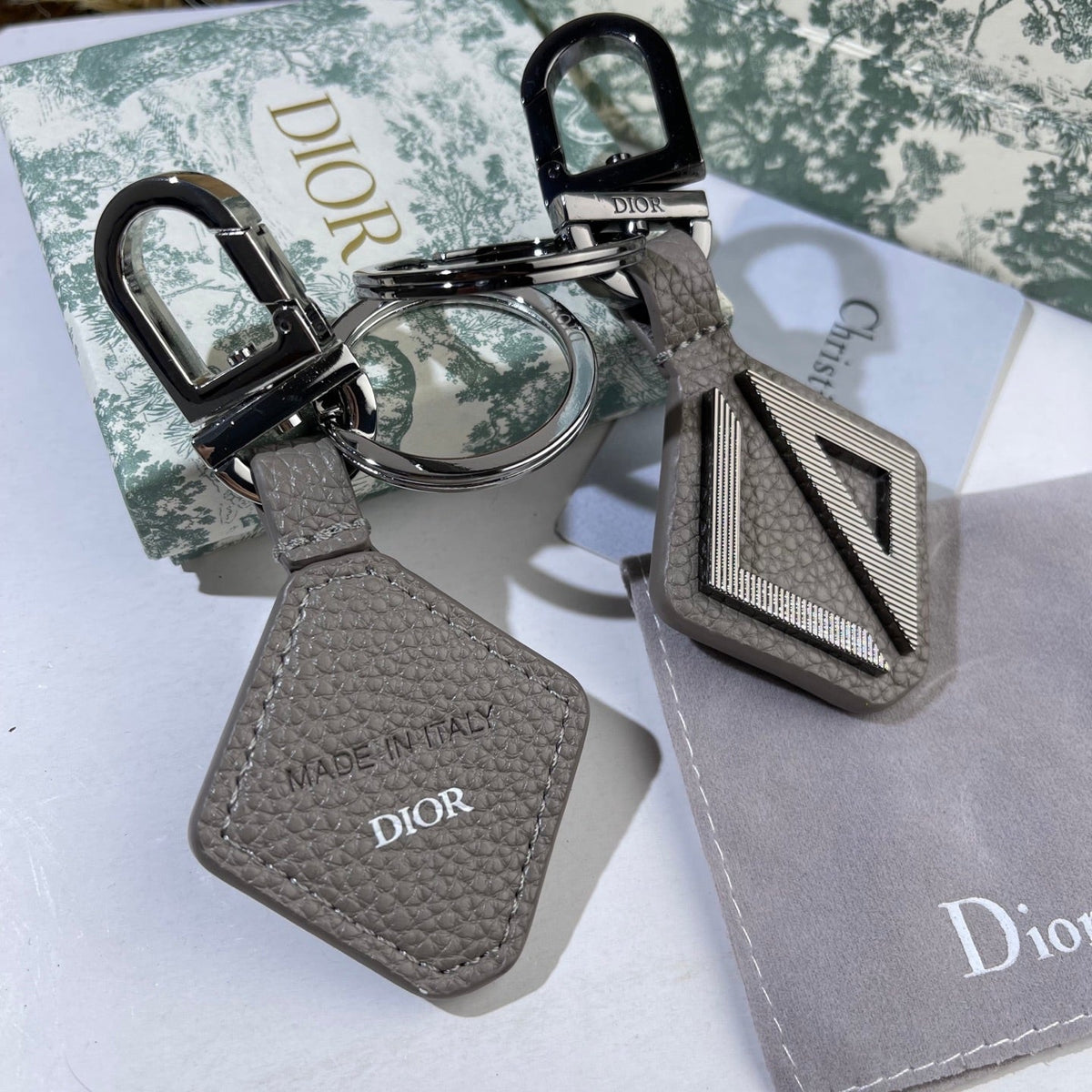 DIOR Leather Metal Keychain