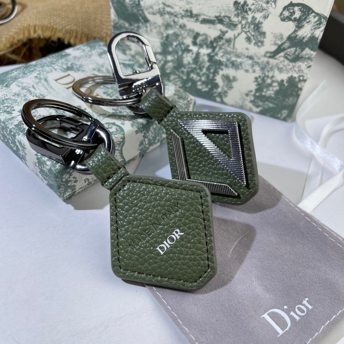 DIOR Leather Metal Keychain