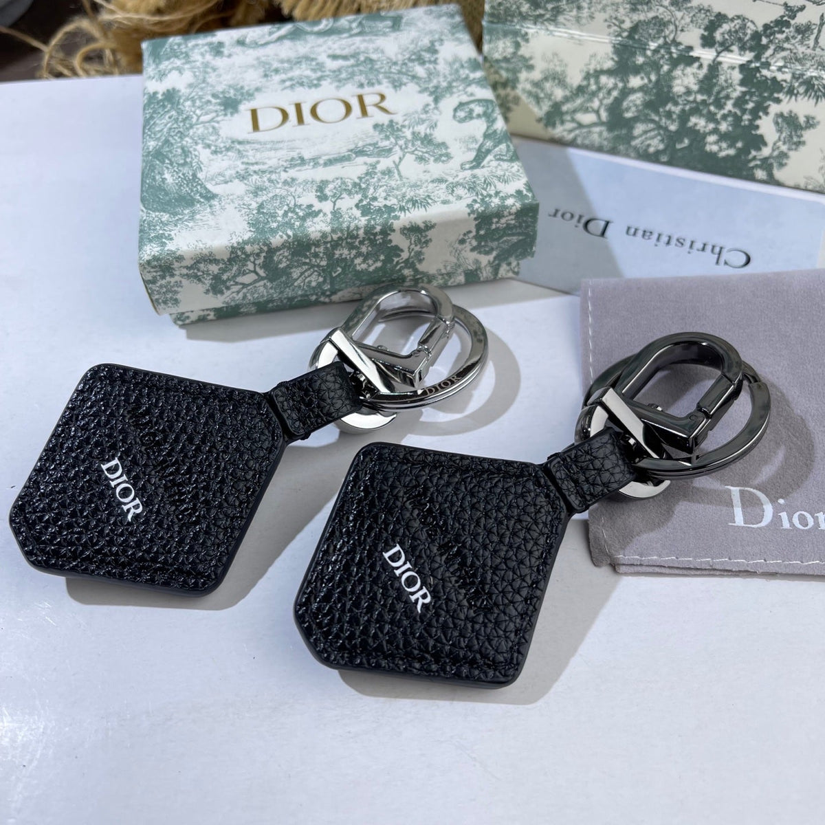 DIOR Leather Metal Keychain