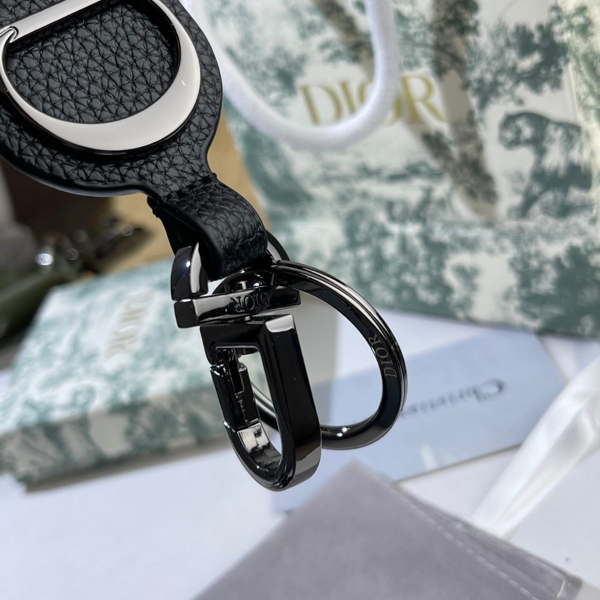 DIOR Leather Metal Keychain
